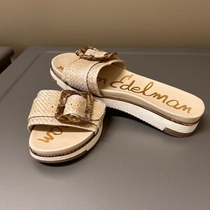 Sam Edelman Beige Textured Slide Loafers